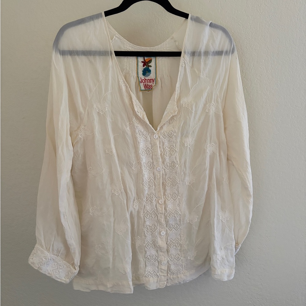 Johnny Was Ivory Button-Up Blouse